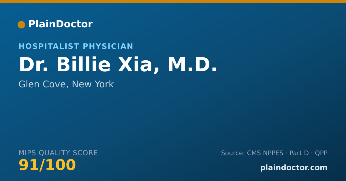 Shareable card for Billie Xia, M.D. - Hospitalist Physician, Glen Cove, NY