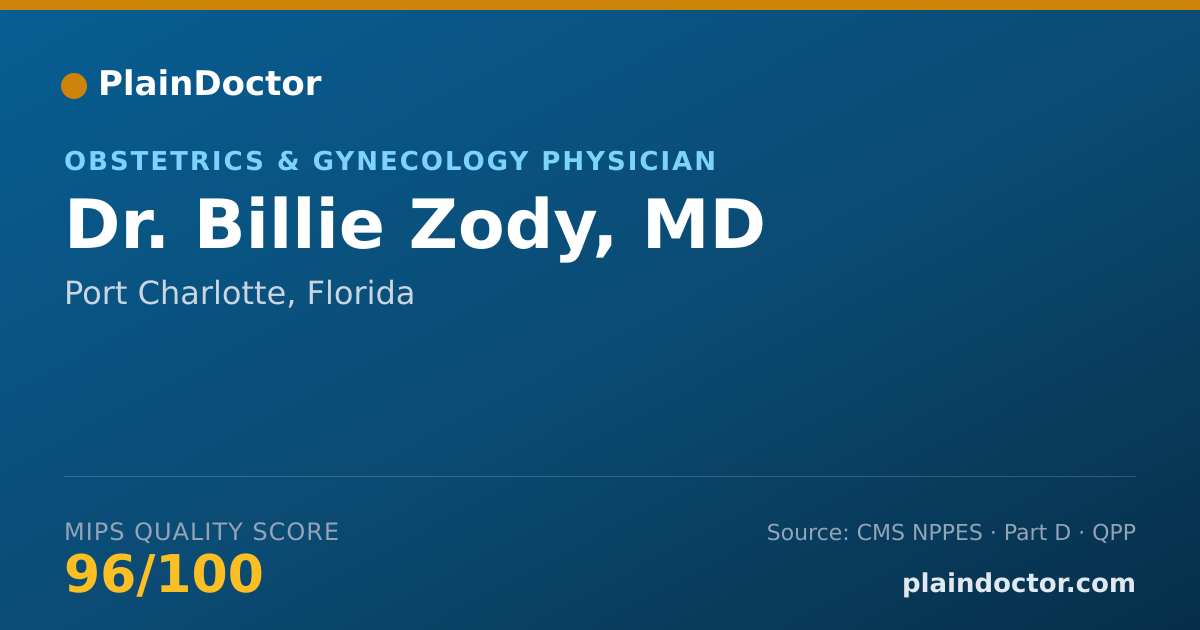 Shareable card for Billie Zody, MD - Obstetrics & Gynecology Physician, Port Charlotte, FL