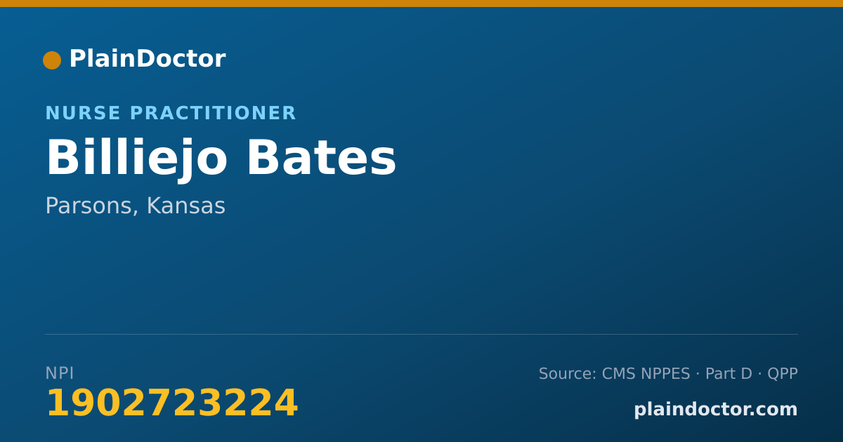 Shareable card for Billiejo Bates - Nurse Practitioner, Parsons, KS