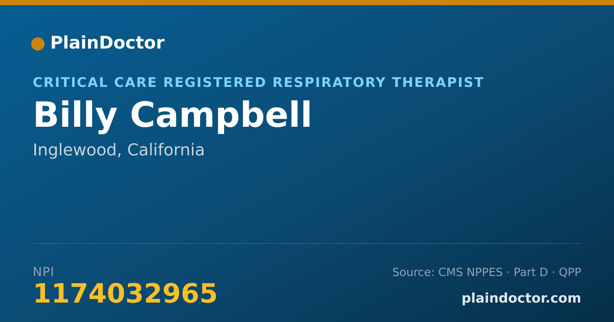 Shareable card for Billy Campbell - Critical Care Registered Respiratory Therapist, Inglewood, CA