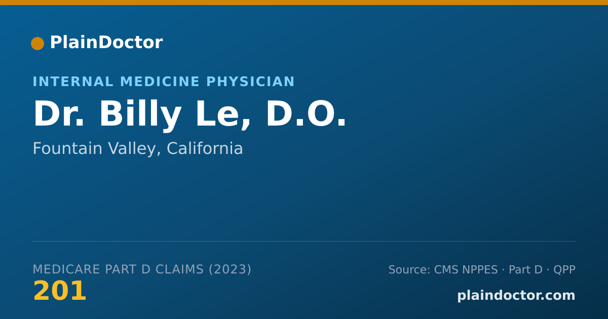 Shareable card for Billy Le, D.O. - Internal Medicine Physician, Fountain Valley, CA