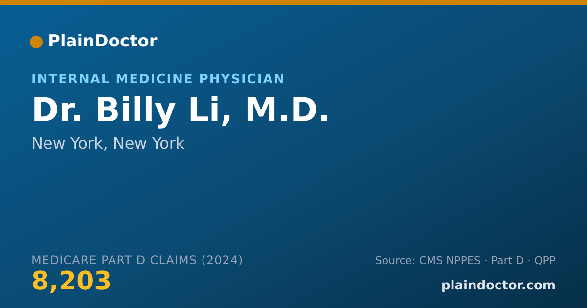 Shareable card for Billy Li, M.D. - Internal Medicine Physician, New York, NY