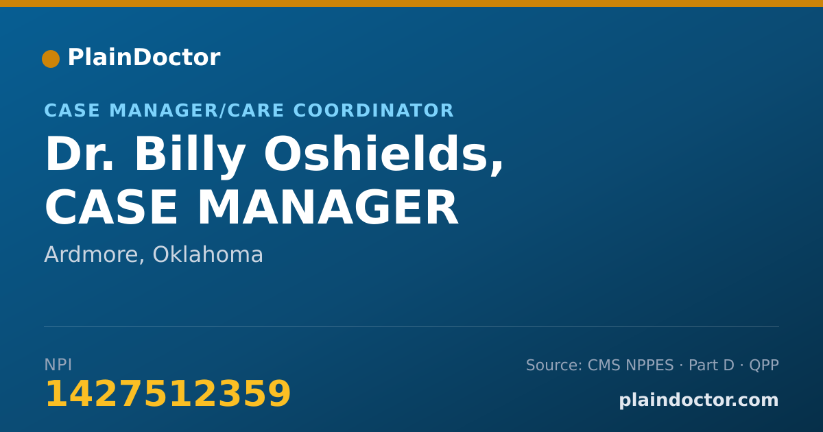 Shareable card for Billy Oshields, CASE MANAGER - Case Manager/Care Coordinator, Ardmore, OK