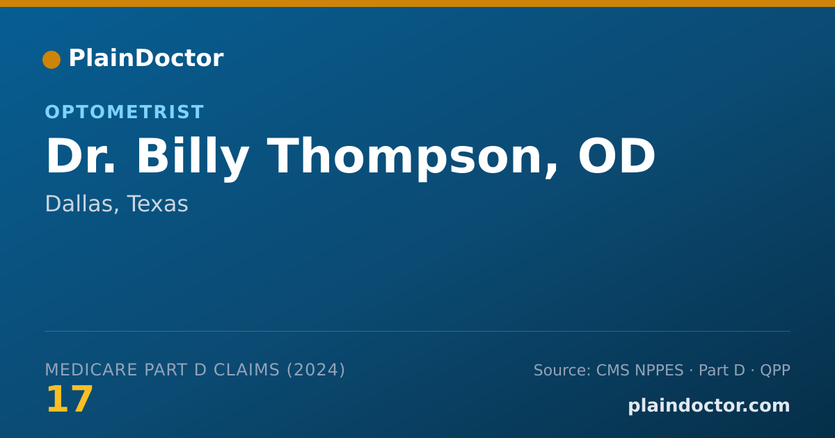 Shareable card for Billy Thompson, OD - Optometrist, Dallas, TX