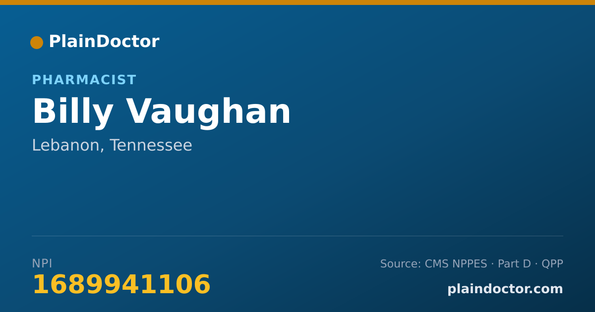 Shareable card for Billy Vaughan - Pharmacist, Lebanon, TN