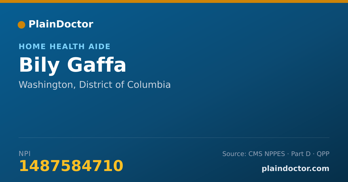 Shareable card for Bily Gaffa - Home Health Aide, Washington, DC
