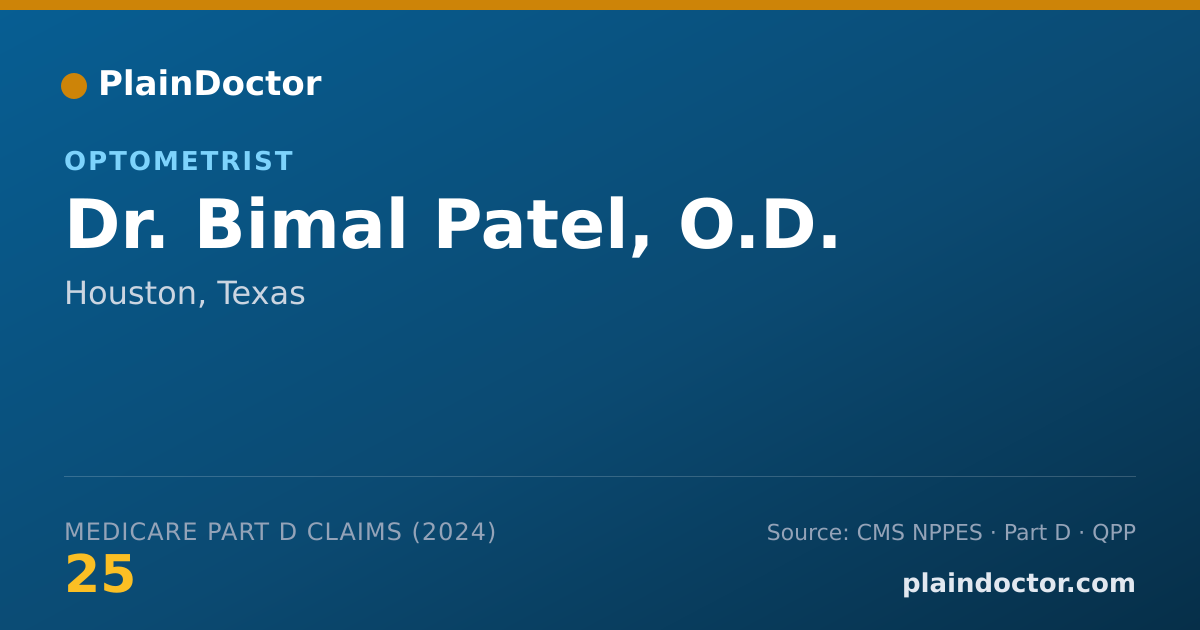 Shareable card for Bimal Patel, O.D. - Optometrist, Houston, TX