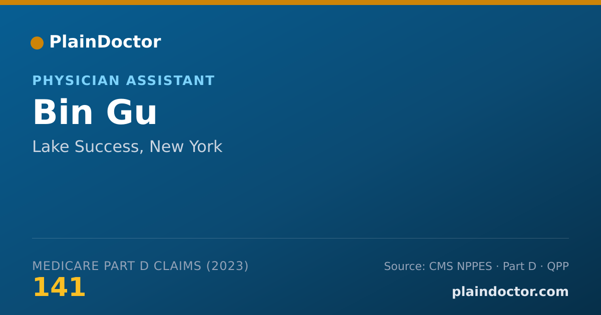 Shareable card for Bin Gu - Physician Assistant, Lake Success, NY
