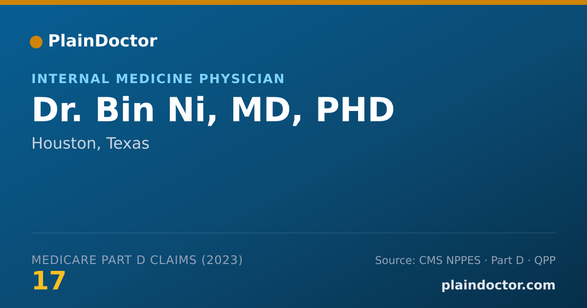 Shareable card for Bin Ni, MD, PHD - Internal Medicine Physician, Houston, TX