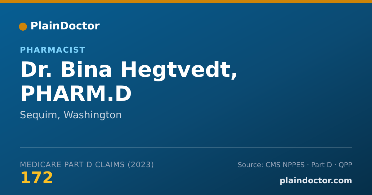 Shareable card for Bina Hegtvedt, PHARM.D - Pharmacist, Sequim, WA