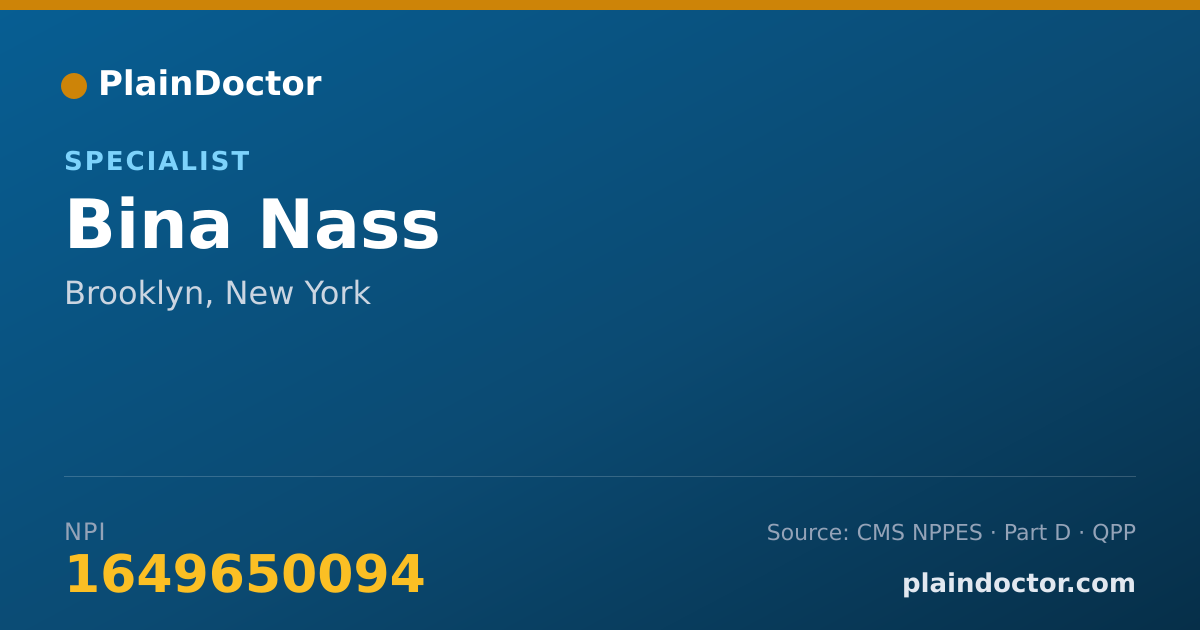 Shareable card for Bina Nass - Specialist, Brooklyn, NY