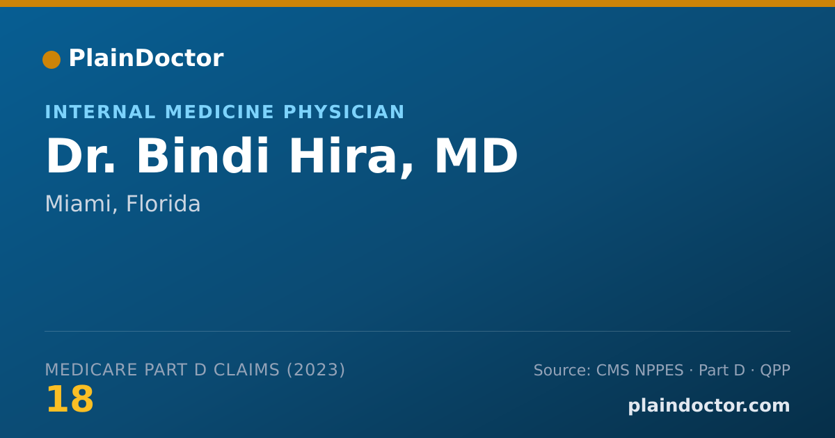 Shareable card for Bindi Hira, MD - Internal Medicine Physician, Miami, FL
