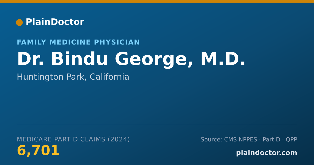 Shareable card for Bindu George, M.D. - Family Medicine Physician, Huntington Park, CA