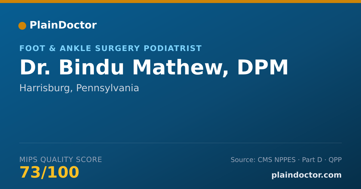 Shareable card for Bindu Mathew, DPM - Foot & Ankle Surgery Podiatrist, Harrisburg, PA