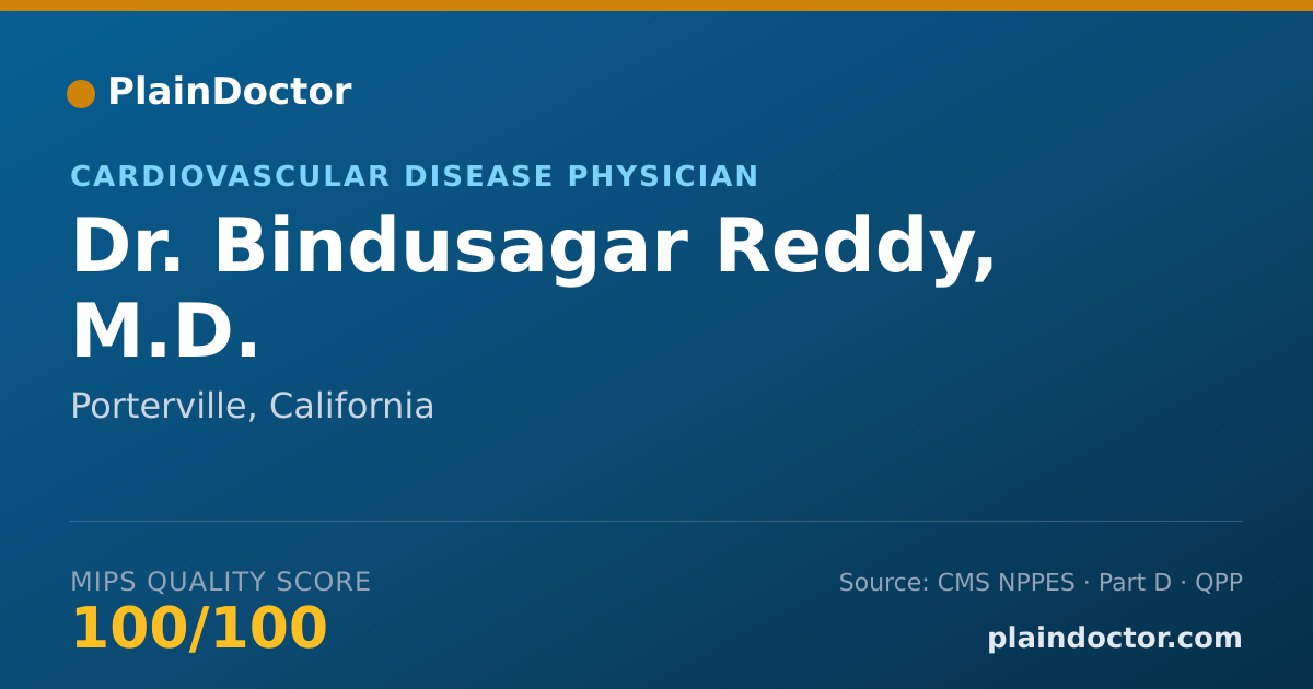 Shareable card for Bindusagar Reddy, M.D. - Cardiovascular Disease Physician, Porterville, CA