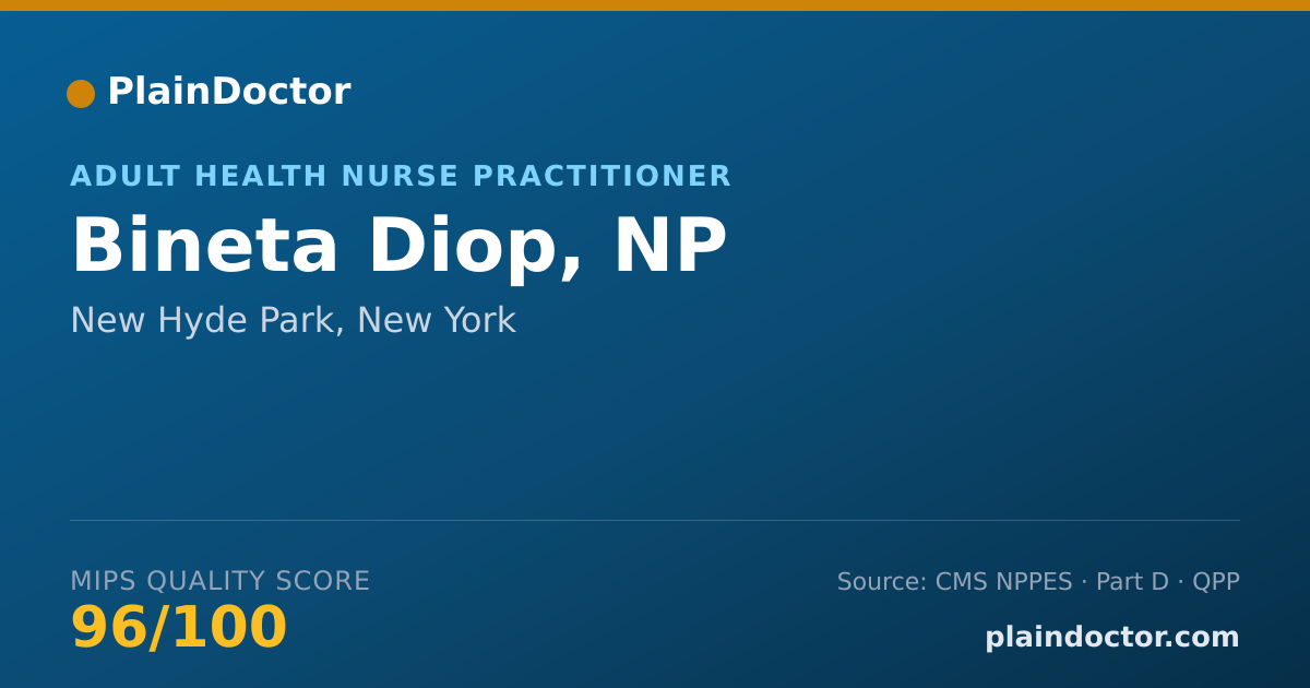 Shareable card for Bineta Diop, NP - Adult Health Nurse Practitioner, New Hyde Park, NY