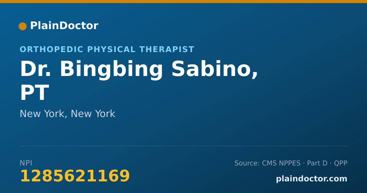 Shareable card for Bingbing Sabino, PT - Orthopedic Physical Therapist, New York, NY