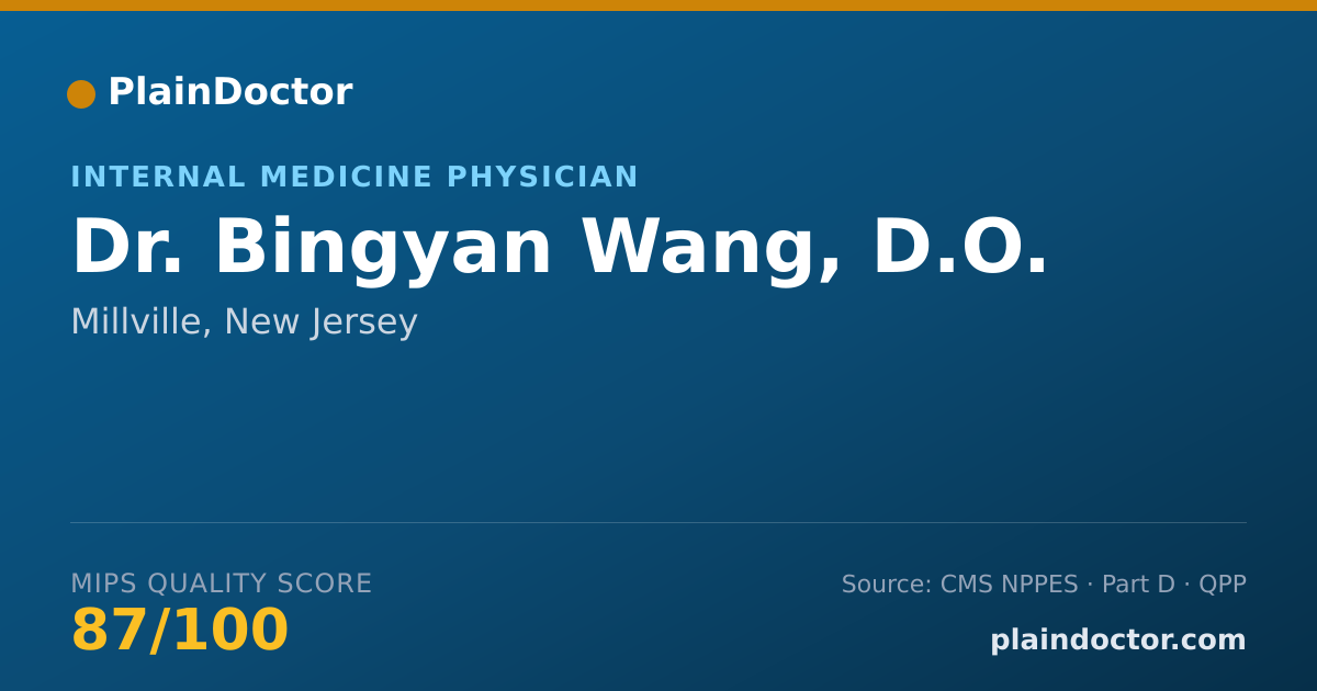 Shareable card for Bingyan Wang, D.O. - Internal Medicine Physician, Millville, NJ