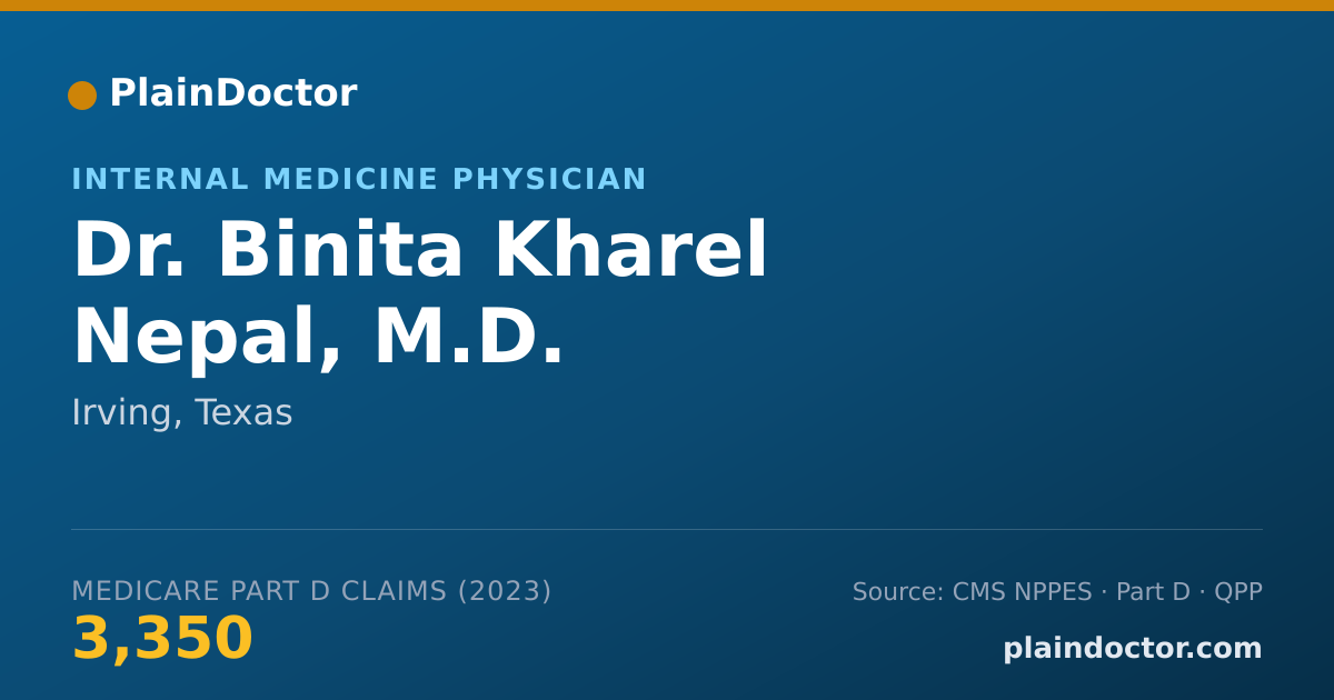 Shareable card for Binita Kharel Nepal, M.D. - Internal Medicine Physician, Irving, TX