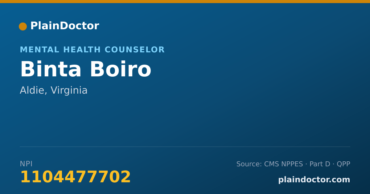 Shareable card for Binta Boiro - Mental Health Counselor, Aldie, VA