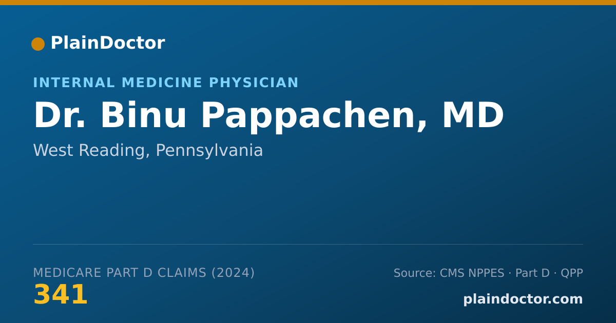 Shareable card for Binu Pappachen, MD - Internal Medicine Physician, West Reading, PA