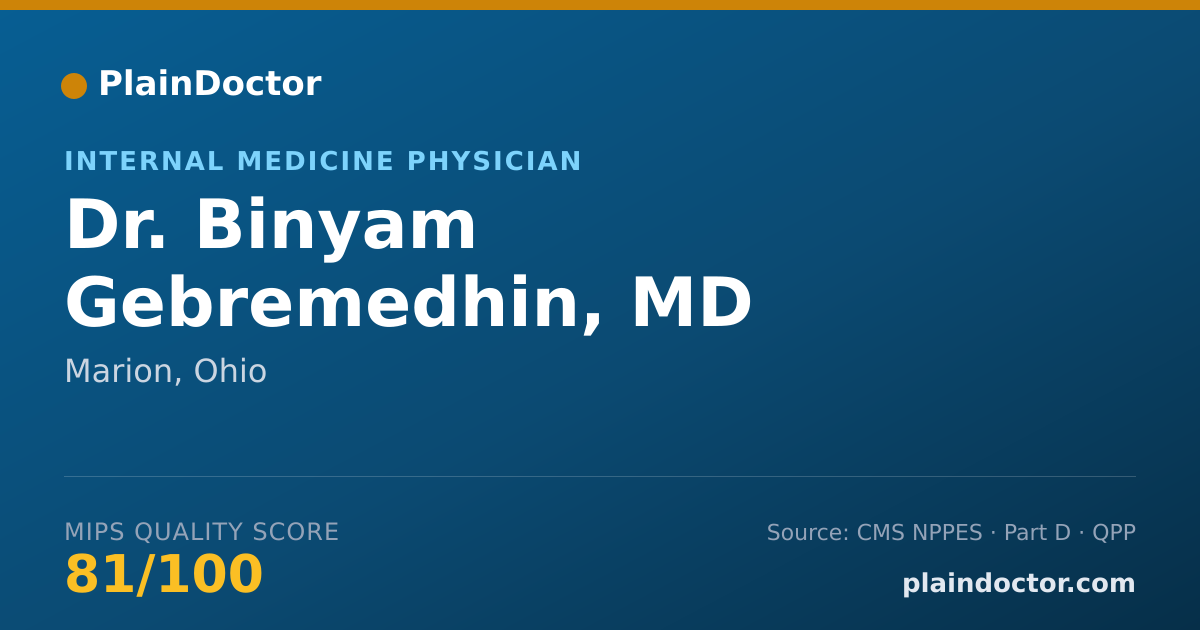 Shareable card for Binyam Gebremedhin, MD - Internal Medicine Physician, Marion, OH
