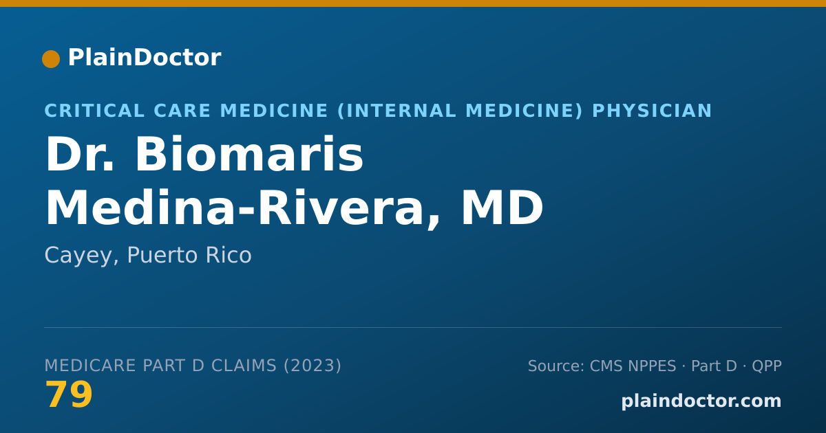 Shareable card for Biomaris Medina-Rivera, MD - Critical Care Medicine (Internal Medicine) Physician, Cayey, PR