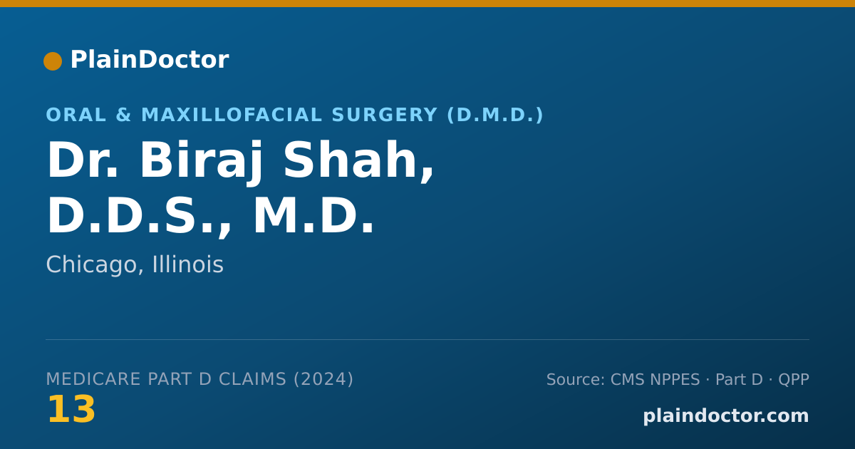 Shareable card for Biraj Shah, D.D.S., M.D. - Oral and Maxillofacial Surgery (Dentist), Chicago, IL