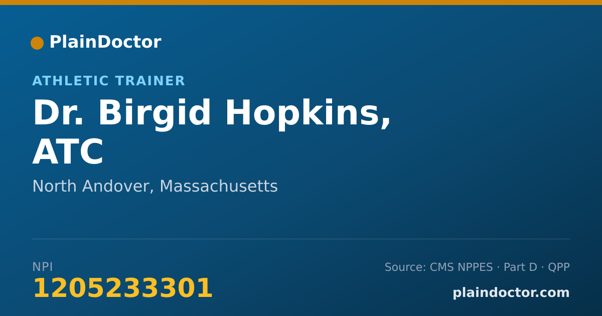 Shareable card for Birgid Hopkins, ATC - Athletic Trainer, North Andover, MA