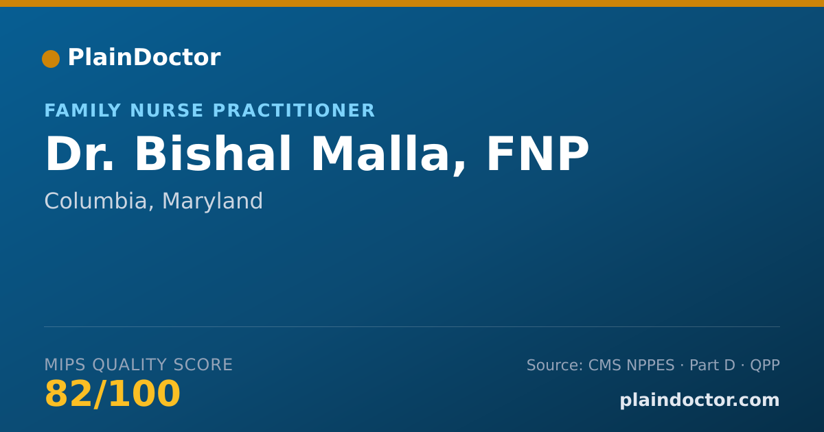 Shareable card for Bishal Malla, FNP - Family Nurse Practitioner, Columbia, MD