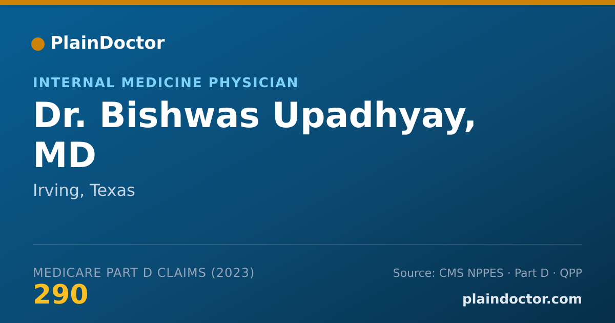 Shareable card for Bishwas Upadhyay, MD - Internal Medicine Physician, Irving, TX