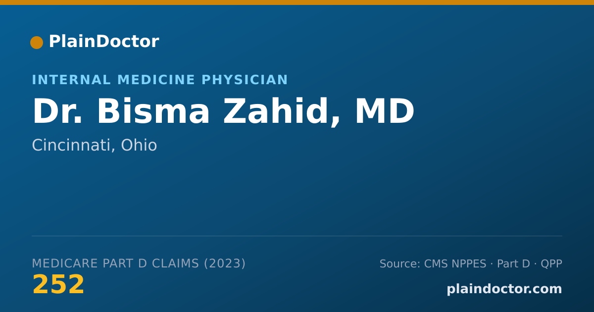 Shareable card for Bisma Zahid, MD - Internal Medicine Physician, Cincinnati, OH