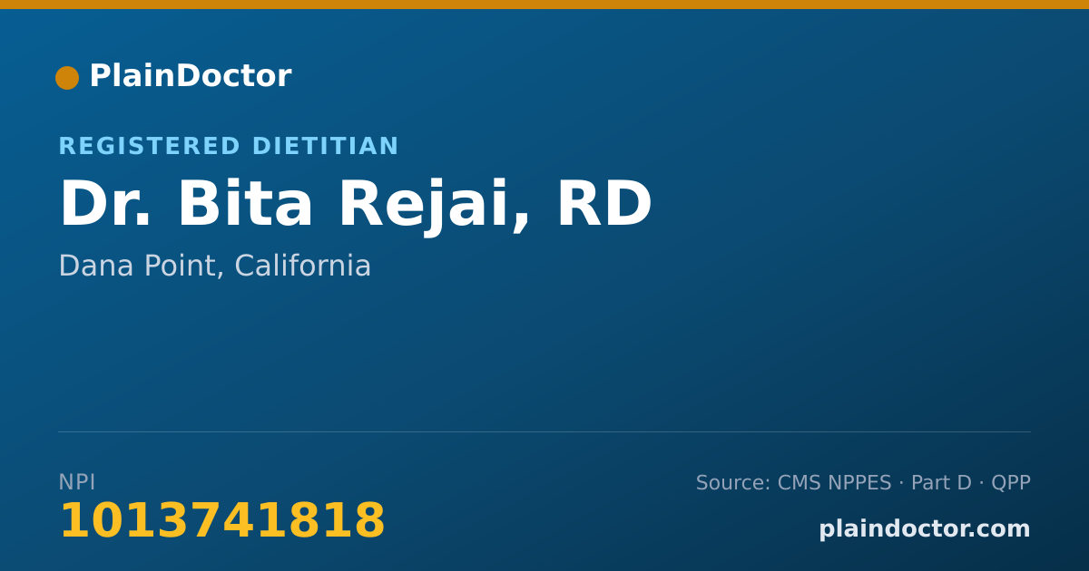 Shareable card for Bita Rejai, RD - Registered Dietitian, Dana Point, CA