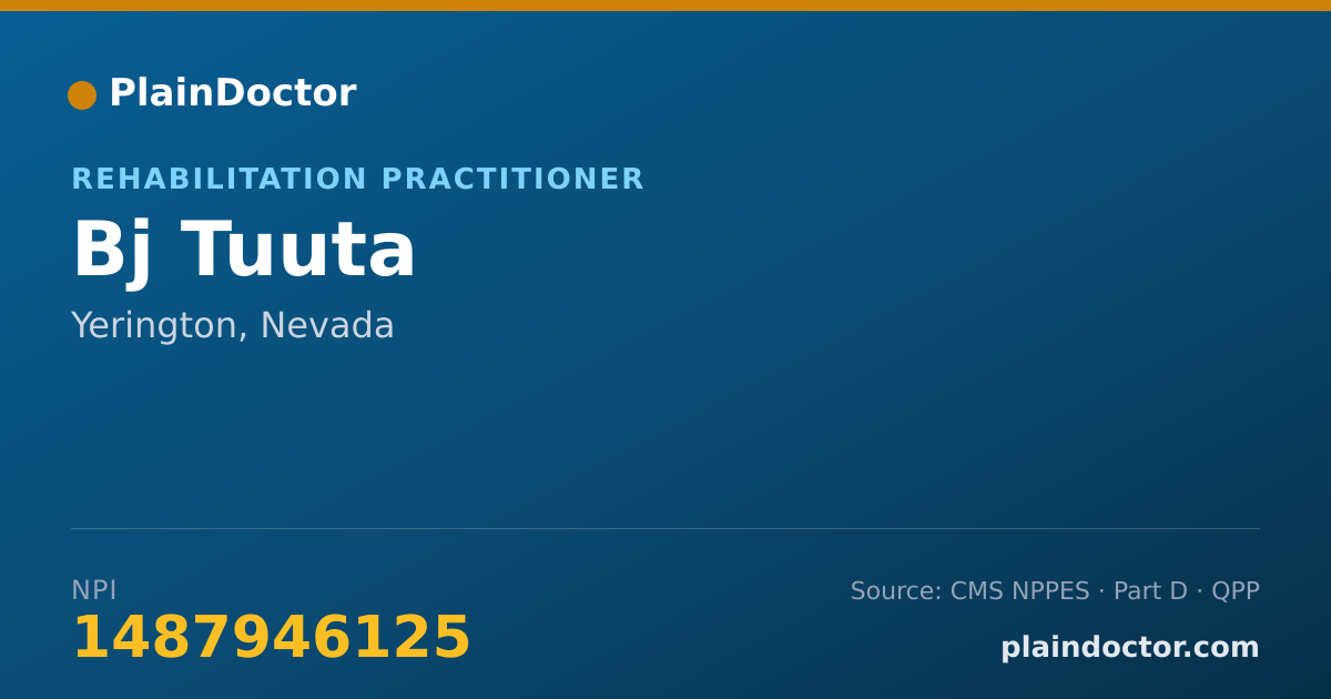 Shareable card for Bj Tuuta - Rehabilitation Practitioner, Yerington, NV