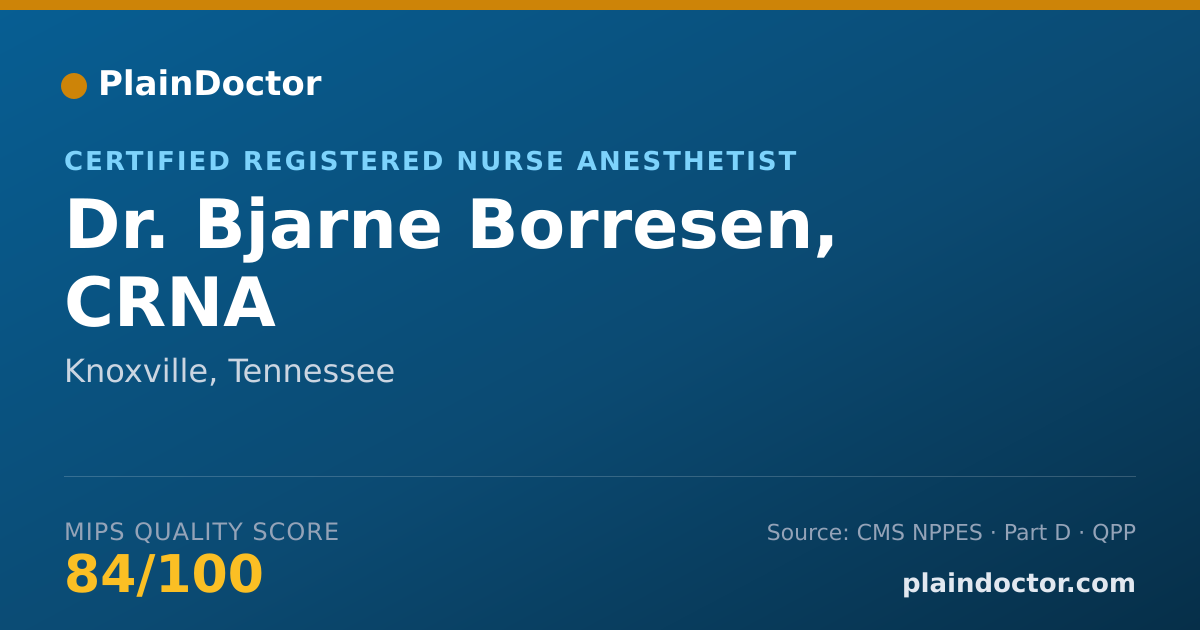 Shareable card for Bjarne Borresen, CRNA - Certified Registered Nurse Anesthetist, Knoxville, TN