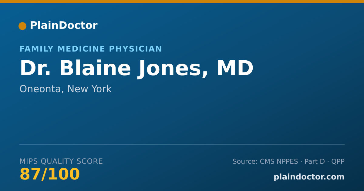 Shareable card for Blaine Jones, MD - Family Medicine Physician, Oneonta, NY