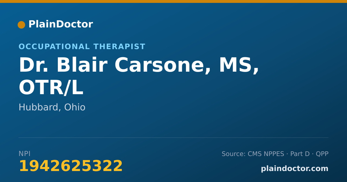 Shareable card for Blair Carsone, MS, OTR/L - Occupational Therapist, Hubbard, OH