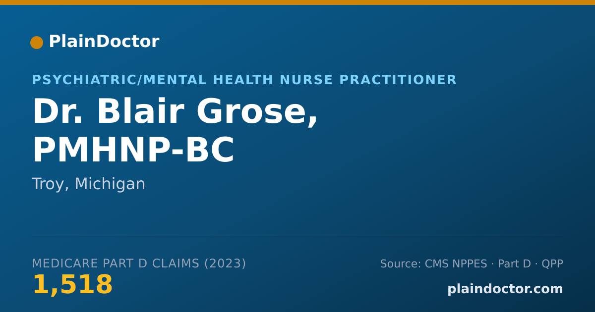 Shareable card for Blair Grose, PMHNP-BC - Psychiatric/Mental Health Nurse Practitioner, Troy, MI