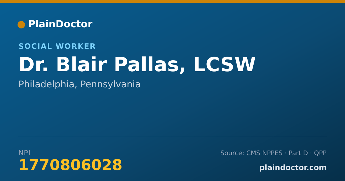 Shareable card for Blair Pallas, LCSW - Social Worker, Philadelphia, PA