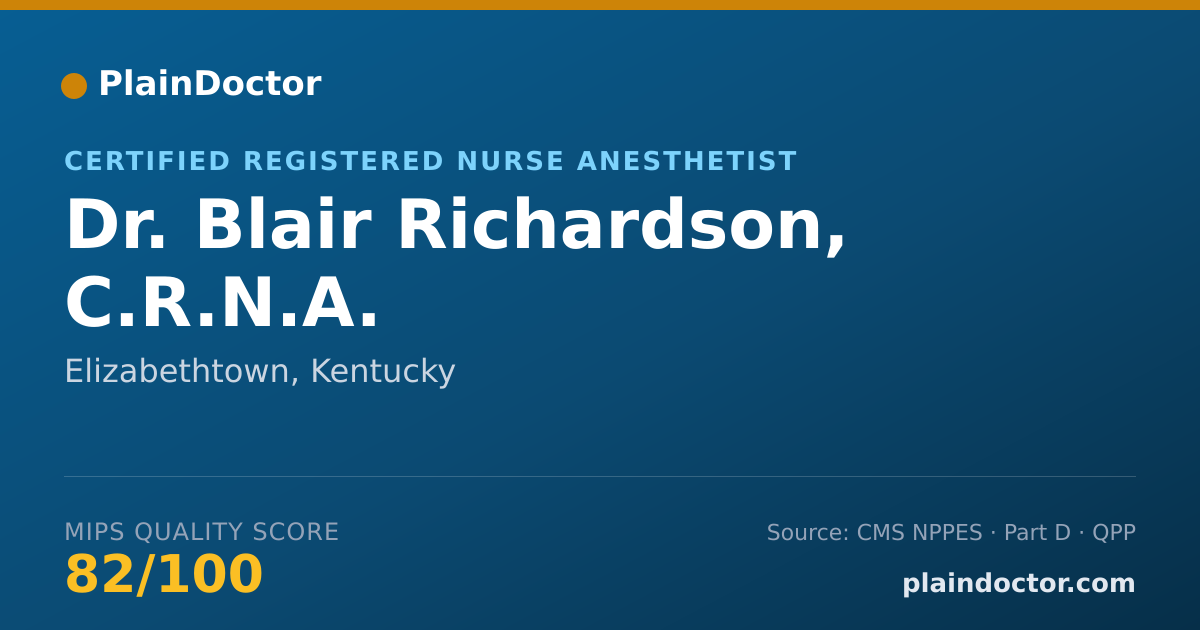 Shareable card for Blair Richardson, C.R.N.A. - Certified Registered Nurse Anesthetist, Elizabethtown, KY