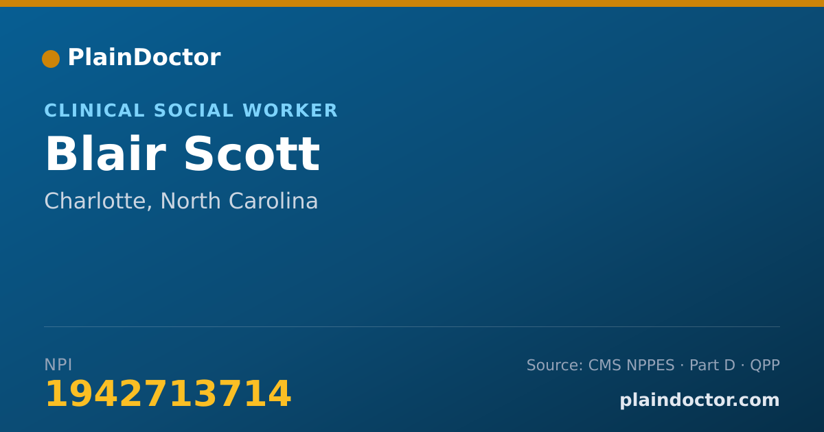 Shareable card for Blair Scott - Clinical Social Worker, Charlotte, NC
