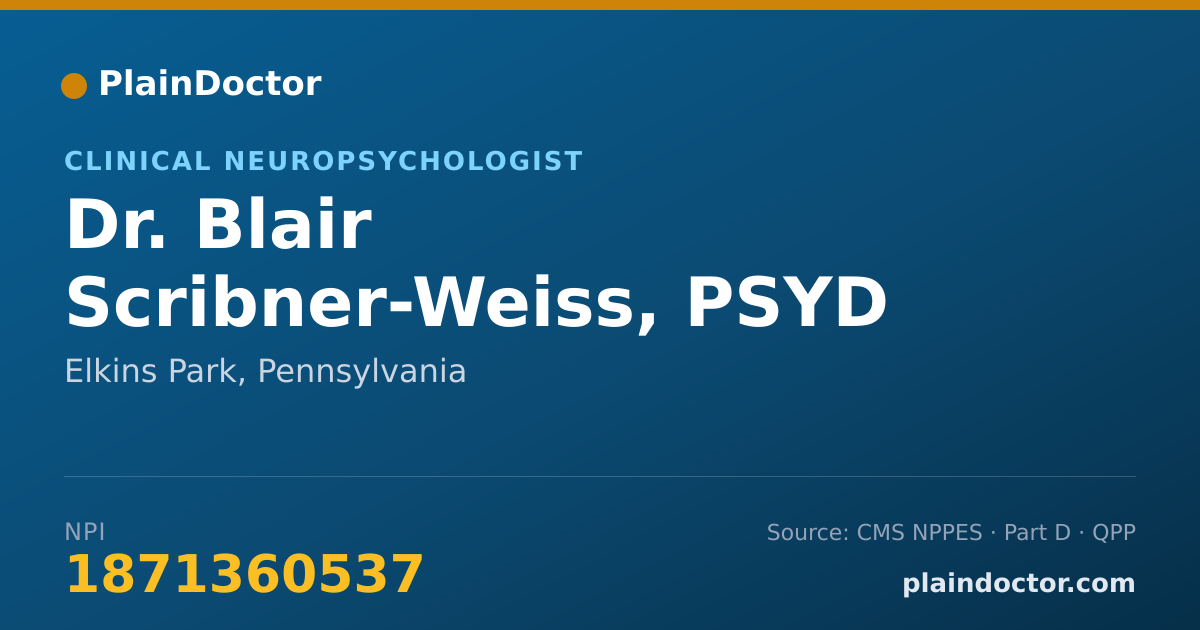 Shareable card for Blair Scribner-Weiss, PSYD - Clinical Neuropsychologist, Elkins Park, PA