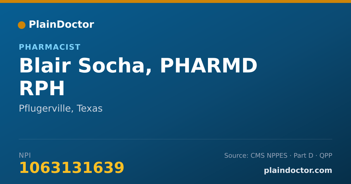 Shareable card for Blair Socha, PHARMD RPH - Pharmacist, Pflugerville, TX