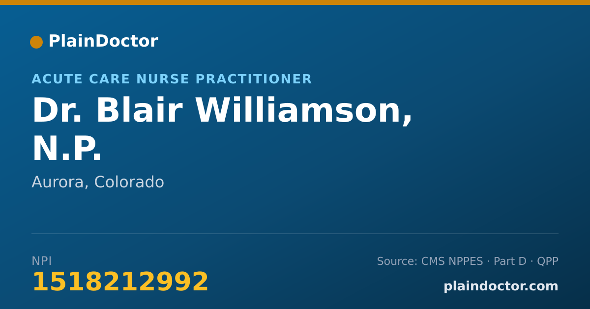Shareable card for Blair Williamson, N.P. - Acute Care Nurse Practitioner, Aurora, CO