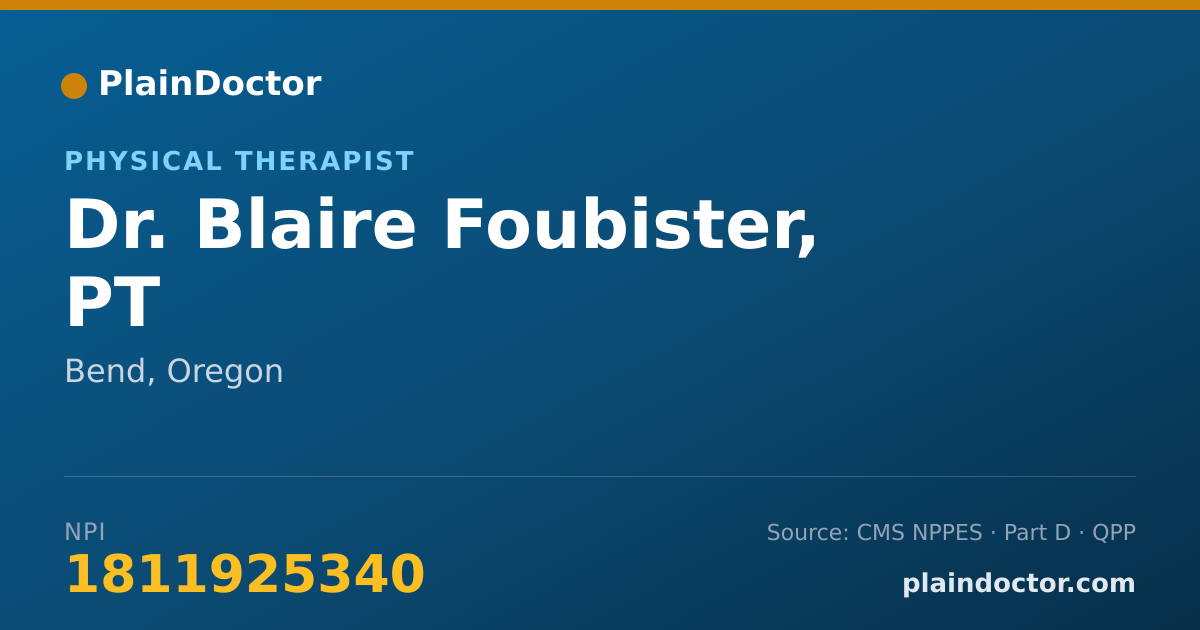 Shareable card for Blaire Foubister, PT - Physical Therapist, Bend, OR