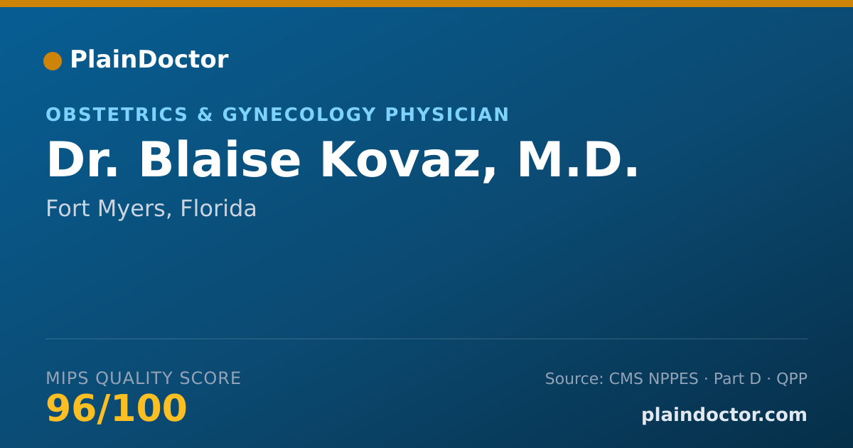 Shareable card for Blaise Kovaz, M.D. - Obstetrics & Gynecology Physician, Fort Myers, FL