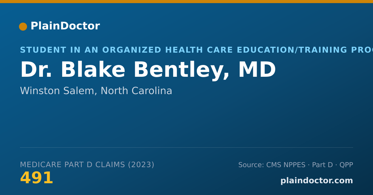 Shareable card for Blake Bentley, MD - Student in an Organized Health Care Education/Training Program, Winston Salem, NC