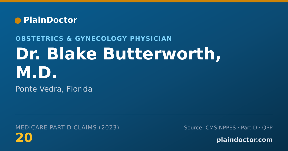Shareable card for Blake Butterworth, M.D. - Obstetrics & Gynecology Physician, Ponte Vedra, FL
