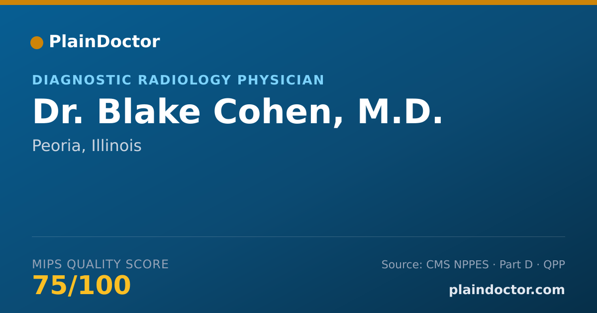 Shareable card for Blake Cohen, M.D. - Diagnostic Radiology Physician, Peoria, IL