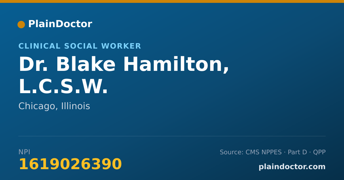 Shareable card for Blake Hamilton, L.C.S.W. - Clinical Social Worker, Chicago, IL